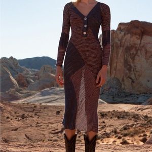 UO Rochelle Knit Off The Shoulder Dress